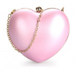 Pink Pearl Heart Diamante Evening Clutch Purse Jewelry Box